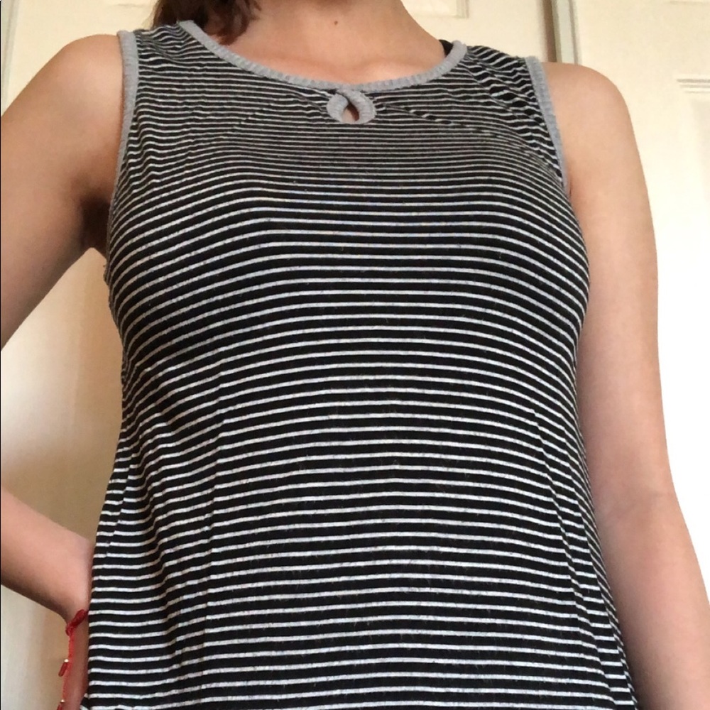 Black and white striped tank top.